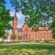 Berliner Rathaus umgeben von Bäumen