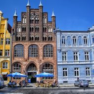 Bunte historische Gebäude in Stralsund