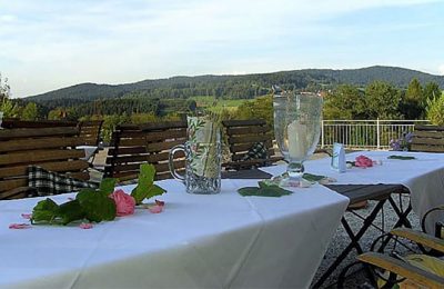 Ausblick von der Terrasse am Tag