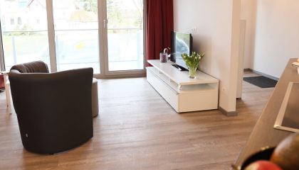 Wohnraum in der Ferienwohnung mit Blick zur Südseite