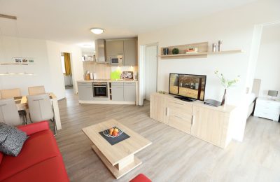 Wohnraum in der Ferienwohnung mit Elbblick