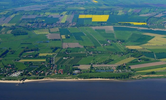 Elbinsel Krautsand Luftaufnahme von der Elbinsel