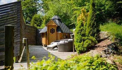 Blockhaus Sauna im Garten